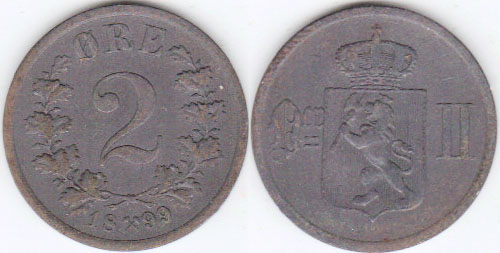 1899 Norway 2 Ore A001594